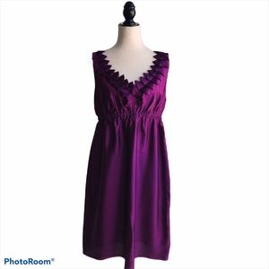 LOFT Plum Ruffle VNeck Sleeveless Dress-Sz 10